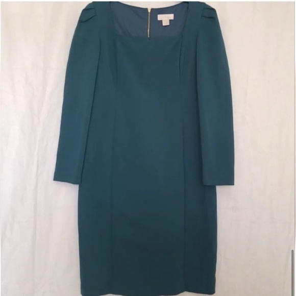 Rachel Parcell Teal Square Neck Long Sleeve Point Dress Never Worn Large - Picture 4 of 7